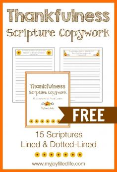Thankfulness Scripture Copywork - FREE Printable