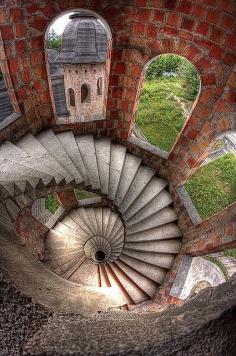 Staircase at Łapalice Castle, Poland