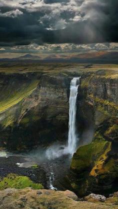 Haifoss Waterfall,  Iceland in July