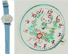 1 Hello Kitty flower watch - blue leather band - second hand - needs battery - cgi.ebay.com/...