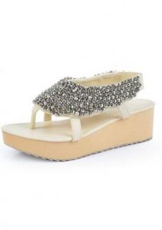 Women's beads flat platform