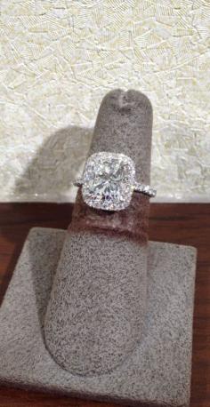 1stdibs | Beautiful GIA 3.01 ct Cushion Cut Diamond Halo Engagement Ring
