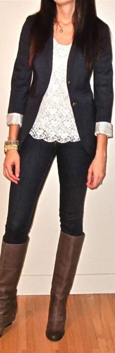 Gorgeous Lace, Blazer And Boots Combo Fashion by Fun & Fashion Hub