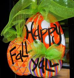 Fall Door Hanger Pumpkin Door Decoration Fall by LooLeighsCharm, $40.00