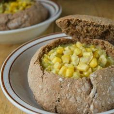 Corn Chicken Chowder+Rye Bread Bowl