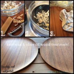 Organic, food-safe treatment for wood dishes, cutting boards, utensils, etc.   seals and beautifies wood for food use and easy clean up. #beeswax #oliveoil