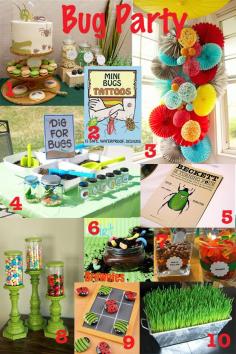 An inspiration board of ideas for a bug birthday party.  @Brandi Lung Gill i LOVE this idea for Charlie!!