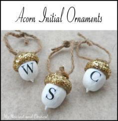 DIY personalised acorn Christmas ornaments. My Nearest and Dearest blog. A fun craft for adults or older kids, these make a sweet little gift.