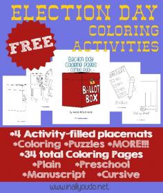 Election Day is coming up in October. Use these FREE Election Day Coloring Activities printables to teach your kids all about elections.