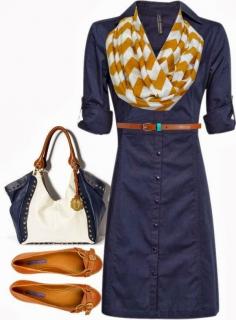 Nice navy long casual work dress fashion style