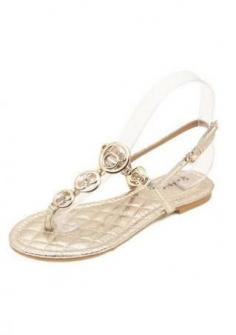 Women's jewel button flat sandals-thongs