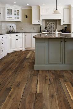 Love the floor and white cabinets