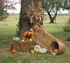 hay bales at end of driveway for parties