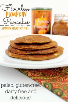 A recipe for simple, clean, tasty flourless pumpkin pancakes. These are paleo, gluten-free and taste like Fall.