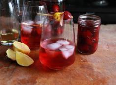 Cherry Cocktails: cherry flavoured vodka, limoncello and gingerale.  All garnished with a cherry pickle.