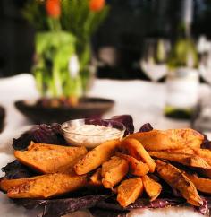 Chili & Brown Sugar Sweet Potato Wedges with Chipotle Aioli dipping sauce