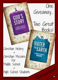 Giveaway!  Enter to win one copy of each: God's Story and Water the Earth. Giveaway ends 9/26/14 at 10am PST.