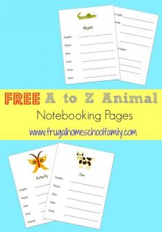 Free Alphabet Animal Notebooking Pages - Frugal Homeschool Family