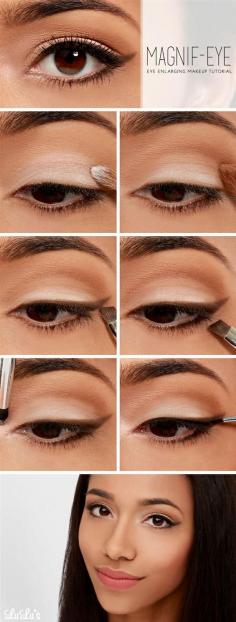 Eye enlarging makeup tutorial - Head over to Pampadour.com for product suggestions to recreate this beauty look! Pampadour.com is a community of beauty bloggers, professionals, brands and beauty enthusiasts! #makeup #howto #tutorial #beauty  #eyes #eyeshadow #cosmetics #beautiful #pretty #love #pampadour