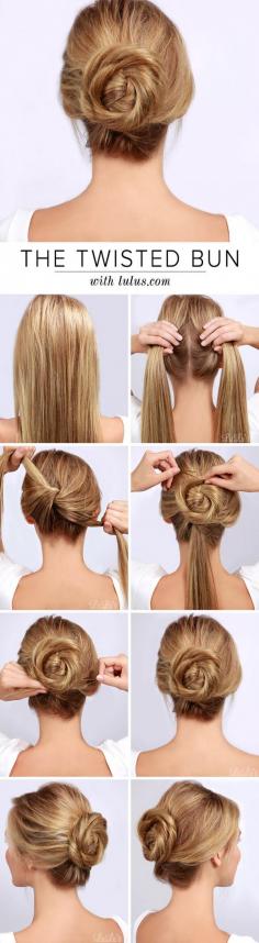 Twisted Bun Hair Tutorial offers a few simple steps to make your dream hair style a reality.