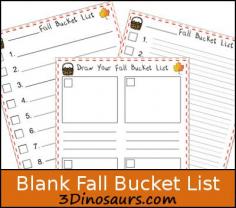 Free Blank Fall Bucket List - 3Dinosaurs.com