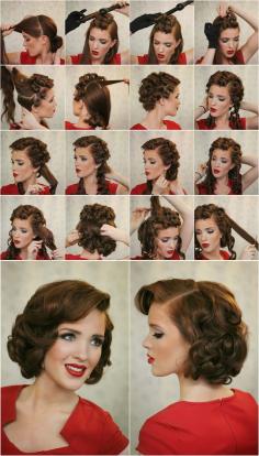 not that i need to curl my hair, but i really like the finished look- Crazy Retro Hairstyle Tutorials