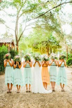 Your maid of honor is one special lady .. one way to showcase that is having her wear a different color than your bridesmaid❤