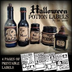 Halloween - Printable Halloween potion labels by Jen Goode - Halloween decor - potion labels - printables #halloween #printables  #potionlabels