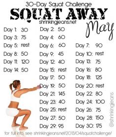 30-Day Squat Challenge by @shrinkingjeans #sisterhoodsquats #exercise #fitness