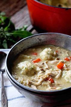 Chicken and Parmesan Herb Dumplings from insockmonkeyslipp... #comfortfood