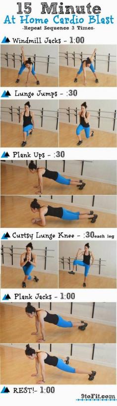 15 Minute At Home Cardio Blast Workout