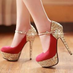 red and gold heels