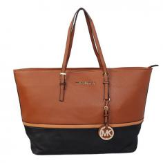 Michael Kors Jet Set Travel Matching Large Brown Black Totes Sale Hot With High Quality And Best Service!