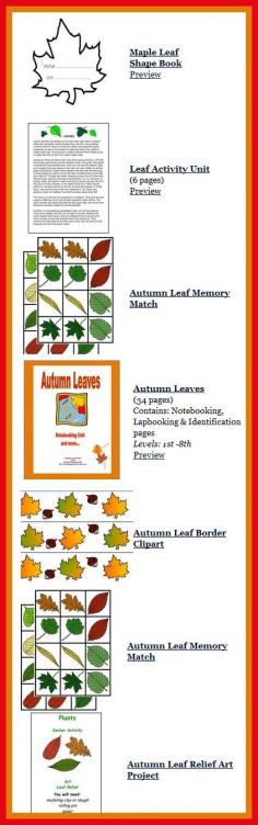 Autumn Leaves Teaching Resources! Notebooking, lapbooking, shapebooks, arts and crafts, rebus and more! www.christianhome...