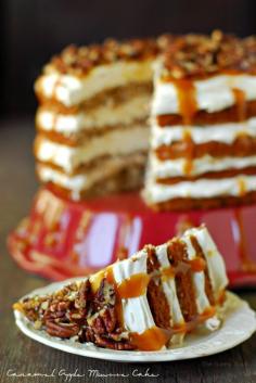 Caramel Apple Mousse Cake is layers of apple cake and creamy caramel mousse. This apple dessert recipe is perfect for fall!