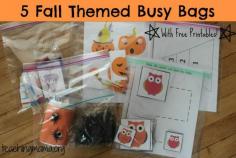 5 Fall Themed Busy Bags (with FREE printables!)