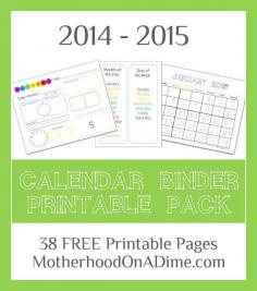 Free Calendar Binder Printables for 2015