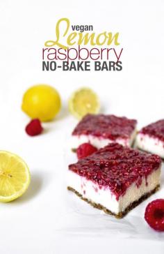 Vegan Lemon Raspberry No-Bake Bars | Wifemamafoodie