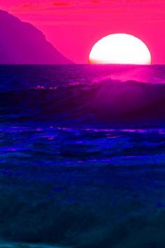 Sunset, pink, blue, purple....ocean hues...