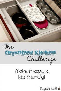 Organize your kitchen this week so the kids can help you! Don't miss the ingenious way of getting the kids to eat healthy snacks, too!