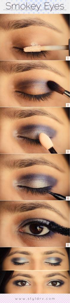 Pretty colored smoky eye- a big trend for Fall 2013. Use Denim, Candlelight, Silver Violet, and Sandstone Pearl ShadowSense. Line with Black EyeSense! Your sultry gaze will last all day and night!