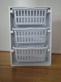 Make your own laundry sorter!  I love this idea! Especially since the ones at the store won't even hold a full load like this will. Also good idea for toys is a childs room