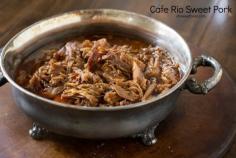 Sweet Pork made with old elpaso sauce, brown sugar and root beer. Your kids will be begging for more! ohsweetbasil.com_