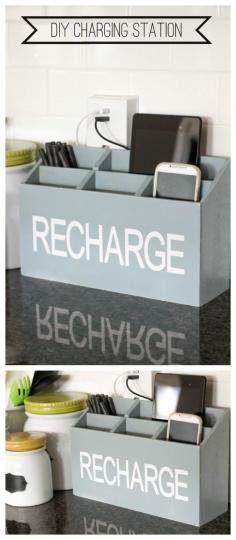 DIY Charging Station - the perfect spot to keep all your electronics charging! { lilluna.com }