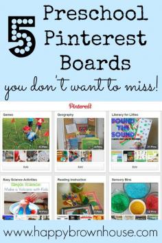 5 Preschoool Pinterest Boards You don't want to miss from www.happybrownhou... Fine Motor skills, Playdough, Sensory Bins, Math, and literacy