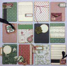 A set of 12 journaling & embellishment cards perfect for scrapbooking, card making, paper crafts, art journaling and more!  These handmade cards have a