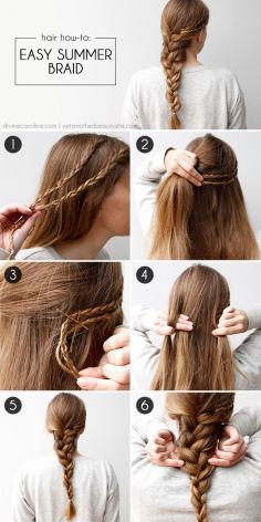For a relaxed, effortless summer look, try this pretty little braid! #braid #hairstyle #summerhair