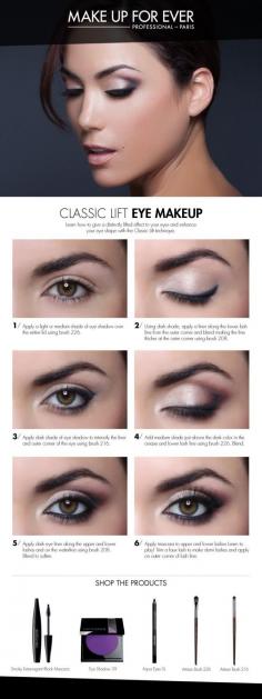 Classic Lift Eye Makeup gives a distinctly lifted look to your eyes. #HowTo courtesy of #makeupforever #Sephora #makeuptutorial #mostpopularpins