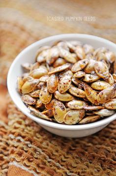 Toasted Pumpkin Seeds are a quick and healthy snack.