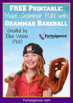 FREE GRAMMAR PRINTABLE GAME: Make Grammar FUN with Grammar Baseball from @Lily Iatridis | Fortuigence #sponsor #homeschool #grammar